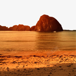 金色的小岛夕阳下美丽的沙滩与小岛高清图片