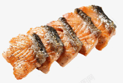 海鲜产品一排香煎三文鱼排高清图片