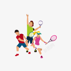 卡通打网球的运动员矢量图素材