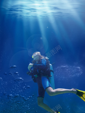 蓝色唯美大气潜水游泳培训海报背景背景
