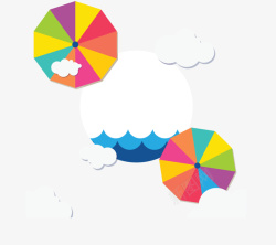 雨季空中彩虹雨伞矢量图素材