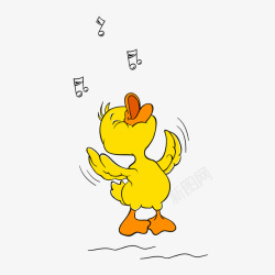 黄色的小鸭子卡通手绘唱歌的小鸭子高清图片
