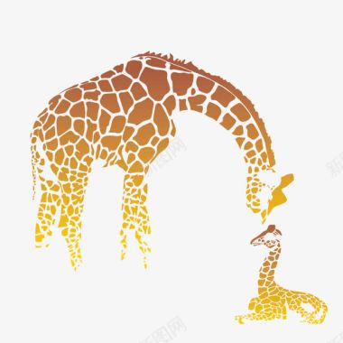 野生保护动物长颈鹿家庭图标矢量图图标