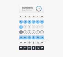 左右键界面小元素集合PSD图标高清图片
