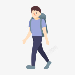 背着旅行包一个背着旅行包的男人矢量图高清图片