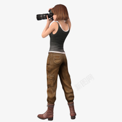 拿相机拍照的女摄影师素材
