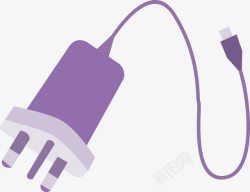 电源线插头紫色手绘充电插头高清图片