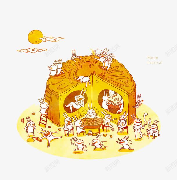 兔子吃月饼png免抠素材_88icon https://88icon.com 中秋节 兔子 卡通 吃月饼 月亮 月饼