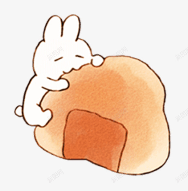 趴在饭团上的可爱兔子png免抠素材_88icon https://88icon.com 兔子 兔子简笔画 卡通 可爱 吃货 开心 手绘 棕色 眯眯眼 饭团