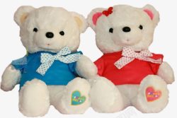 穿衣服的熊婚庆小熊情侣蓝色红色时尚礼品高清图片