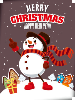 圣诞节雪人卡通祝福卡片矢量图素材