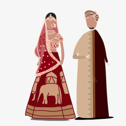 缅甸新郎新娘卡通图素材