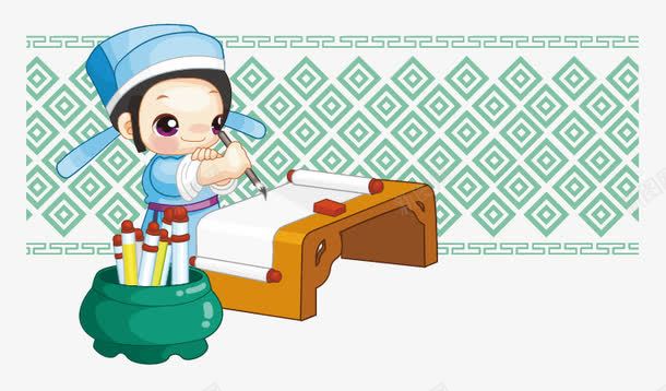 古典男子png免抠素材_88icon https://88icon.com 云纹 卷轴 古典男子 桌子