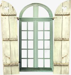 木质门框镂空复古门素材