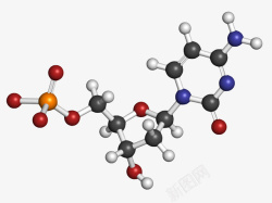 黑红色脱氧胞苷一磷酸分子形状素素材