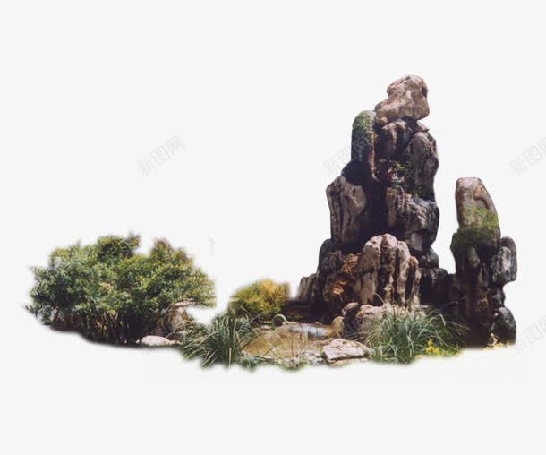 长满植物的假山png免抠素材_88icon https://88icon.com 公园 山石 石头 青苔