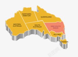 立体英文版澳大利亚地图素材
