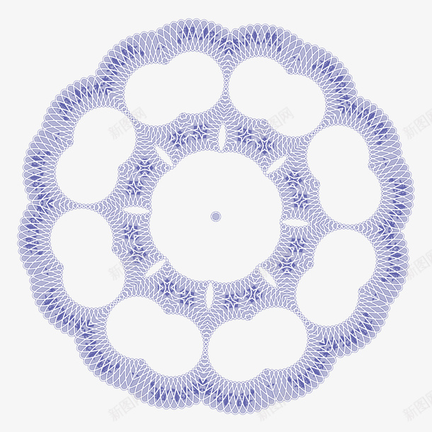 蓝色防伪标签矢量图ai免抠素材_88icon https://88icon.com ai 圆形图形 暂无 矢量线条 蓝色线条 防伪标签 防伪花纹 矢量图