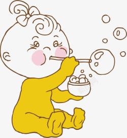 矢量宝宝吹泡泡吹泡泡的可爱婴儿高清图片