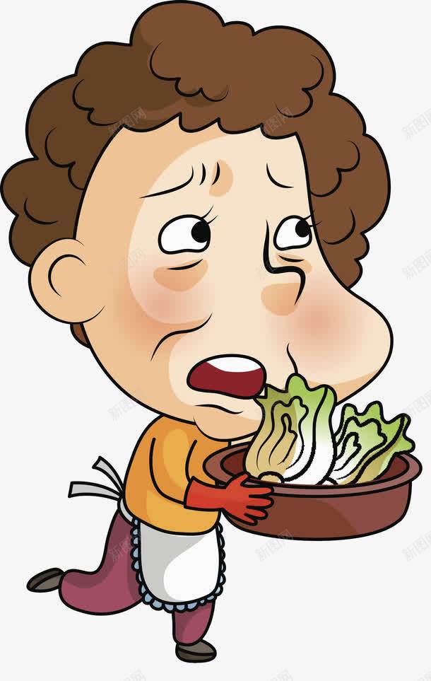 端着菜的女人png免抠素材_88icon https://88icon.com 卡通 奔跑的 女人 家庭主妇 框子 短发 蔬菜