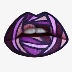 紫色系几何抽象唇妆唇画素材