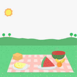 野餐食物卡通野餐的风景高清图片