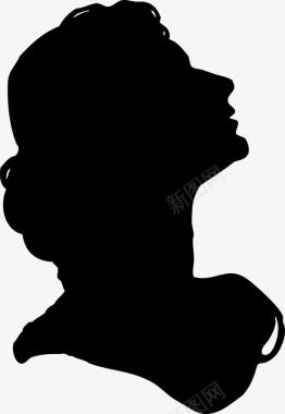 昂科威昂着头的女人剪影图图标图标