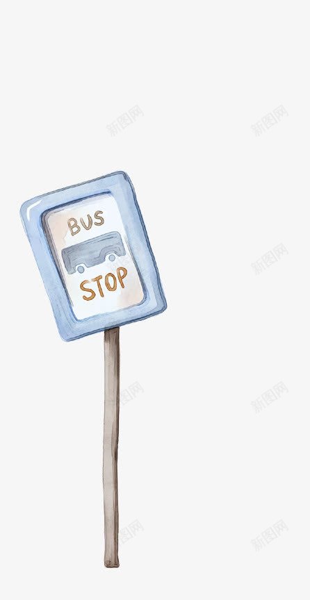 路牌2png免抠素材_88icon https://88icon.com 交通标志 停车牌 巴士路牌 手绘标志 车站