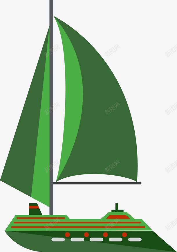 绿色帆船png免抠素材_88icon https://88icon.com 卡通货船 帆船 海运 海运物流 矢量货船 绿色 船 船只 货船 运输