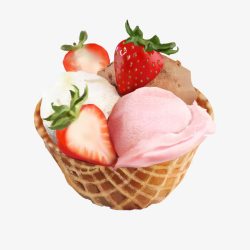 巧克力圣代草莓冰激凌高清图片