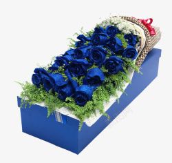 高级定制蓝玫瑰花束礼盒素材