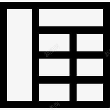 矩形网格的与头部和左柱图标图标
