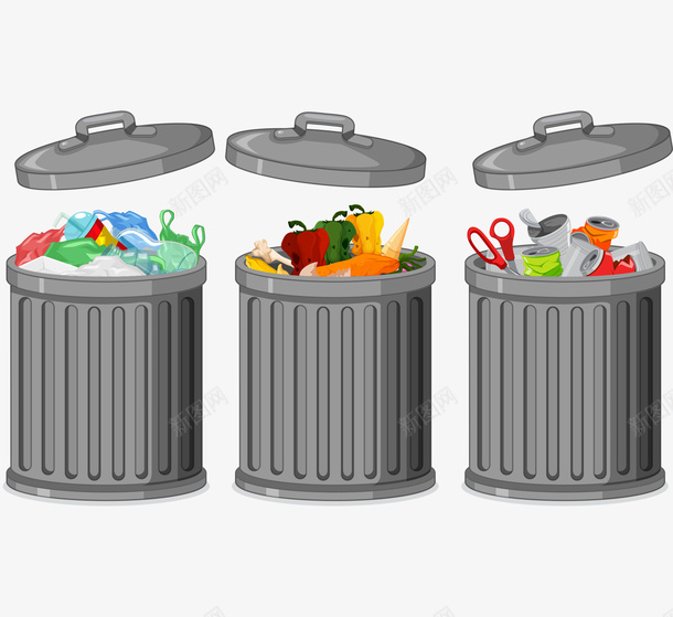 垃圾分类分类垃圾桶png免抠素材_88icon https://88icon.com 保护环境 垃圾分类 循环利用 素材