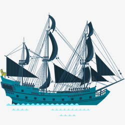 航帆蓝色工业船插画高清图片