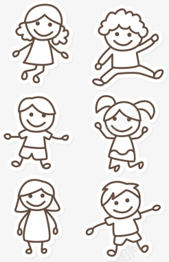 可爱表情包简笔画小孩贴纸矢量图图标图标
