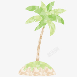 水彩手绘植物椰子树矢量图素材