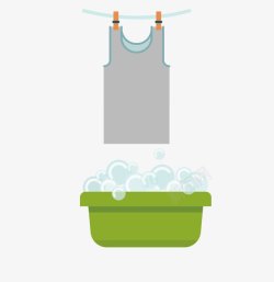 洗衣盆马甲晾衣服的绳子矢量图素材