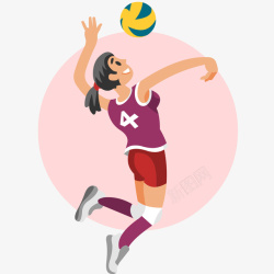 女远动员女排球运动员打排球插画高清图片