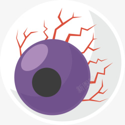受伤眼睛带着血色的紫色眼球矢量图高清图片