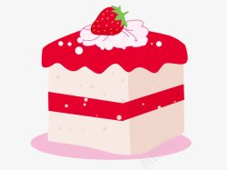 正方形蛋糕草莓奶油切块正方形美味甜品手绘高清图片