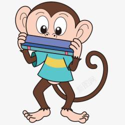 爱吃香蕉吹口琴的猴子高清图片