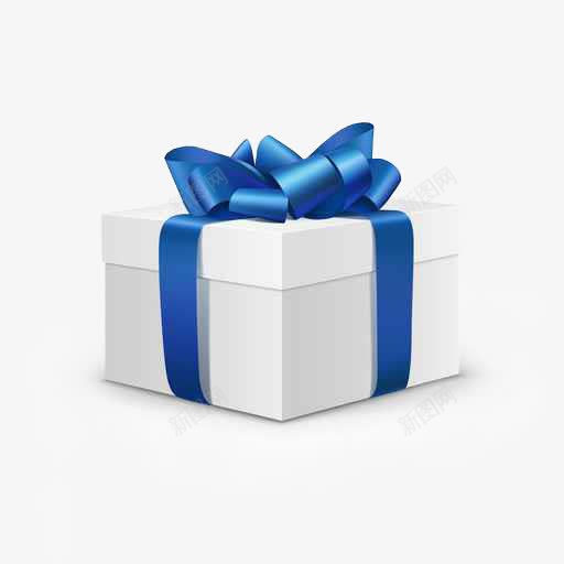蓝色丝带白色礼品盒png免抠素材_88icon https://88icon.com 丝带 白色 礼品盒 蓝色