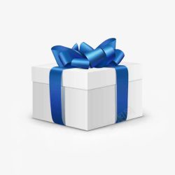 白色礼品盒蓝色丝带白色礼品盒高清图片