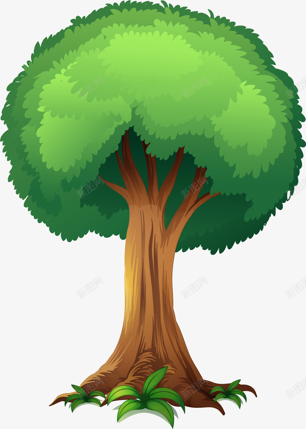 手绘绿色大树png免抠素材_88icon https://88icon.com 大树 手绘 树叶 树干 水彩 简约 绿色 茂密