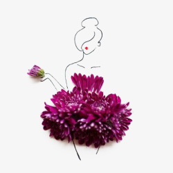 绿色抹胸礼服盘发的紫荆花少女高清图片