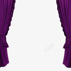 实物紫色窗帘室内搭配素材