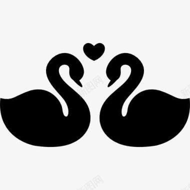 心型天鹅夫妻忠实的爱的象征图标图标