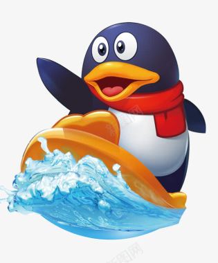 唯美卡通qq企鹅在水上滑板图标图标