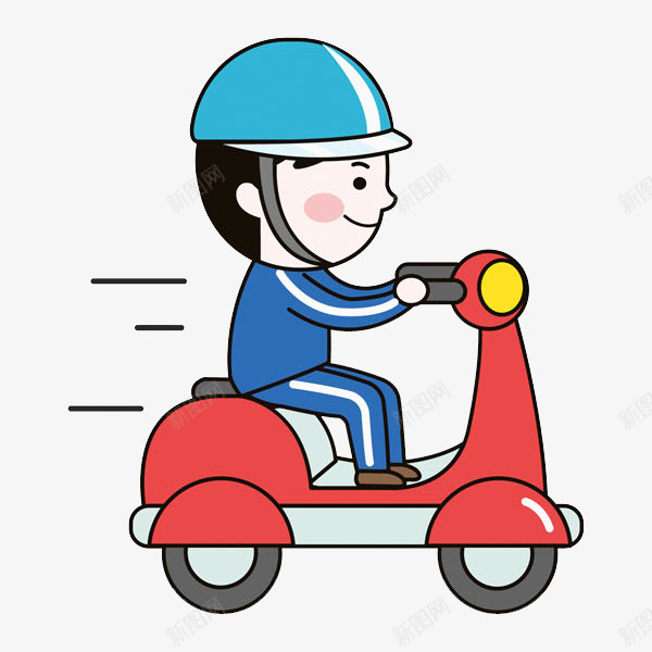 骑电车的男人png免抠素材_88icon https://88icon.com 卡通 帅气的 帽子 电动车 红色的 蓝色的