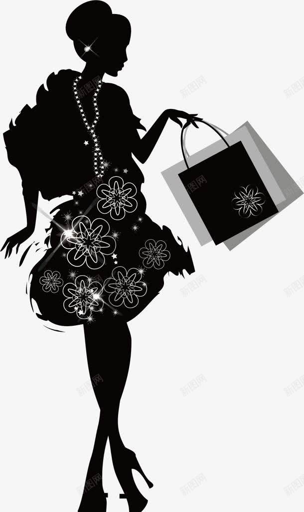 购物的时尚女人剪影png免抠素材_88icon https://88icon.com 促销 女人 时尚 购物 购物袋剪影 逛街